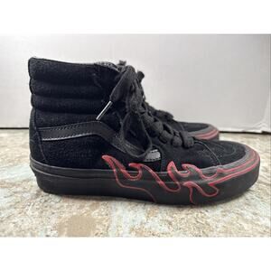Vans Sk8 Hi Flame Men's Size 4 Black Red Suede, Skate shoes Casual Women 5.5 Kid